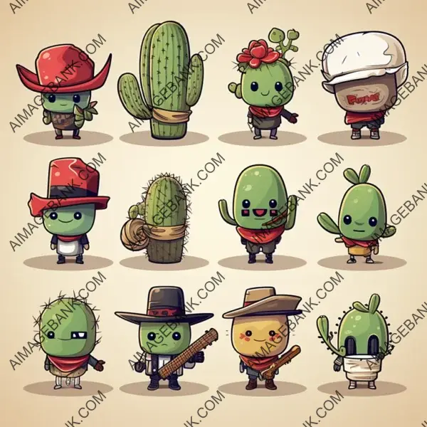 Adorable Standalone Cacti Illustrations.