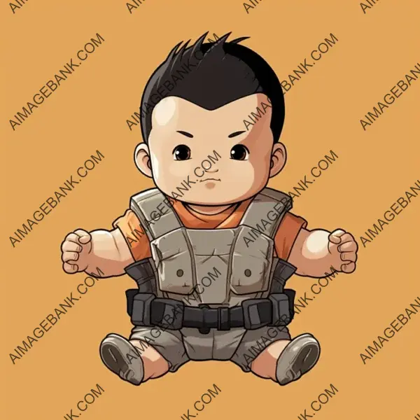 Bulletproof-clad baby showing off strong arms