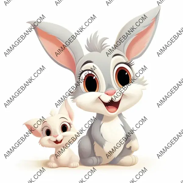 White background Disney-style cartoon bunny