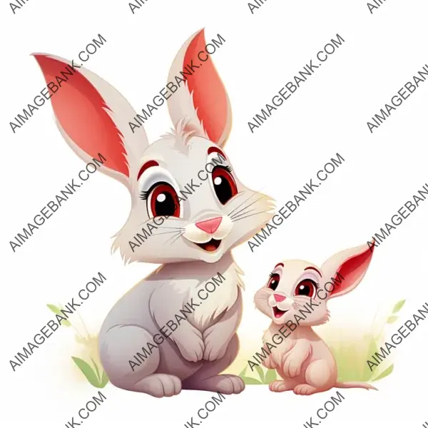 Cartoon bunny on a white background, Disney style