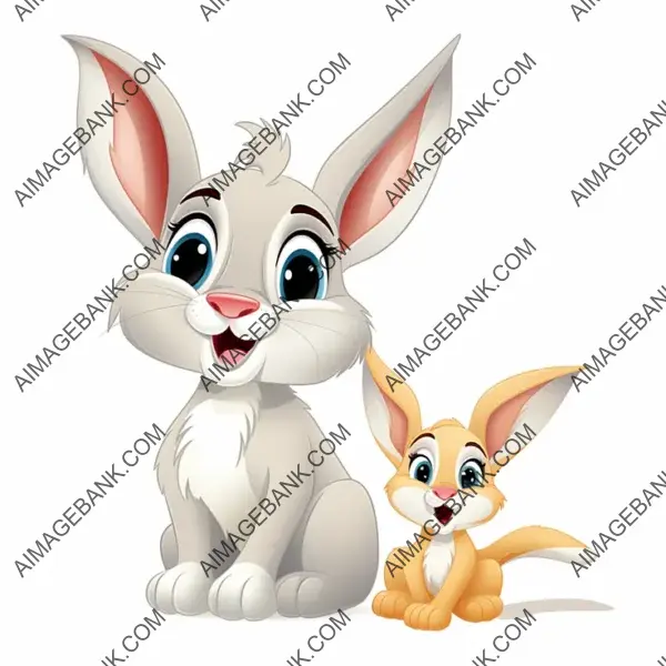 White background Disney-style bunny illustration