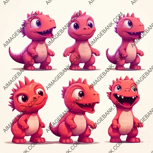 Chubby-cheeked baby tyrannosaurus rex in crimson