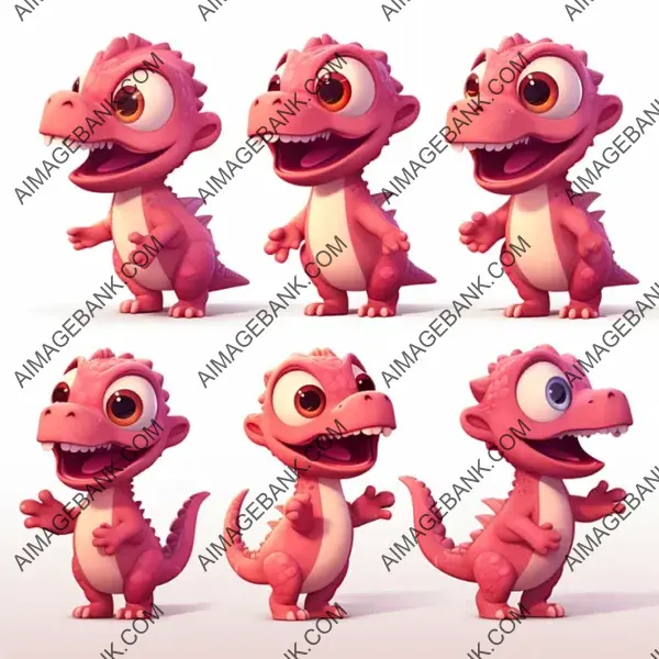 Baby tyrannosaurus rex with chubby cheeks in crimson