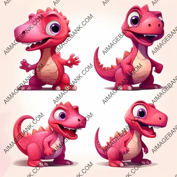 Crimson baby tyrannosaurus rex with chubby cheeks