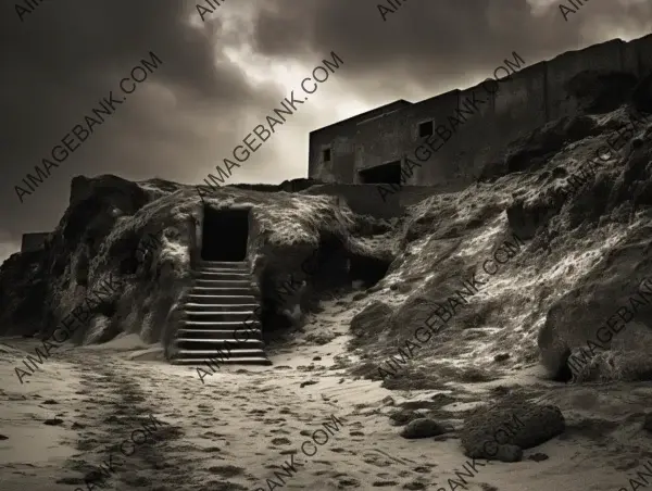 Unveiling History: Close-Up Shots of Fortified Bunkers at Omaha Beach