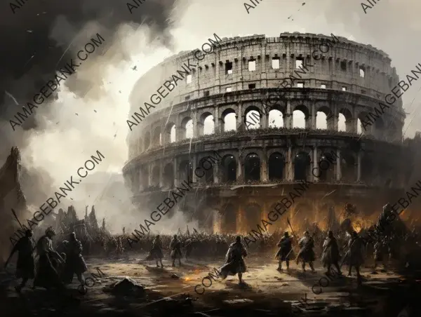 Gladiatorial Battle in the Colosseum: A Historic Clash of Warriors