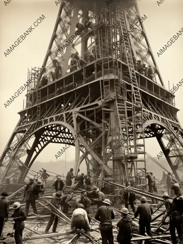 Majestic Progress: Beautiful Images of Workers Building the Eiffel Tower