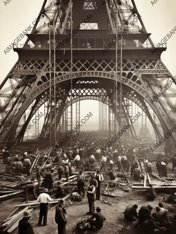 Building an Icon: Workers Creating the Eiffel Tower in Beautiful Images