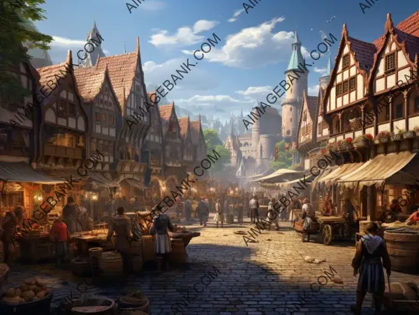 Medieval Market: A Bustling Scene of Commerce and Tradition