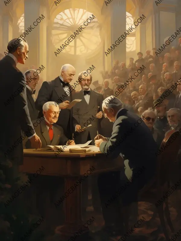 Treaty Signing Depicted