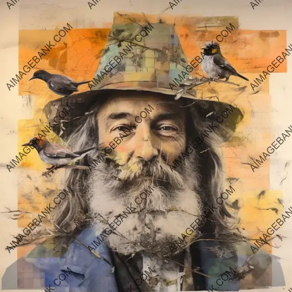 Walt Whitman Artistic Mixed Media Expression