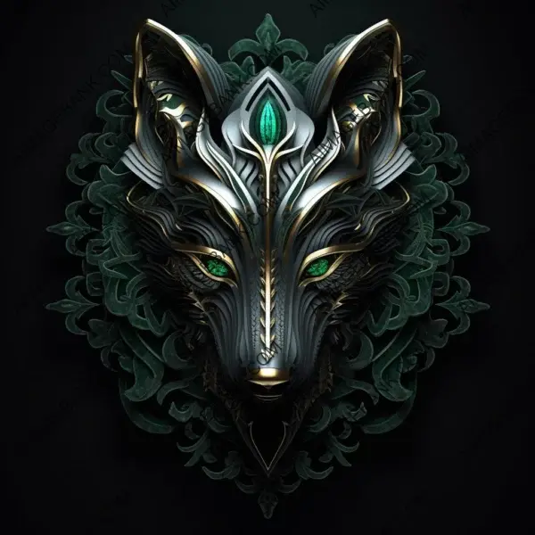 Ethnic ornaments viking mystical wolf background