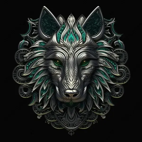 Ethnic ornaments viking ancient wolf background