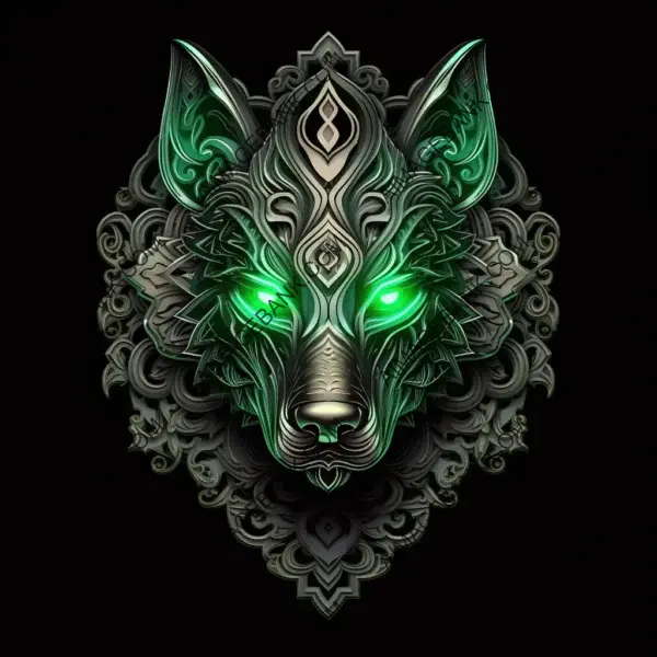 Ethnic ornaments viking symbolic wolf background