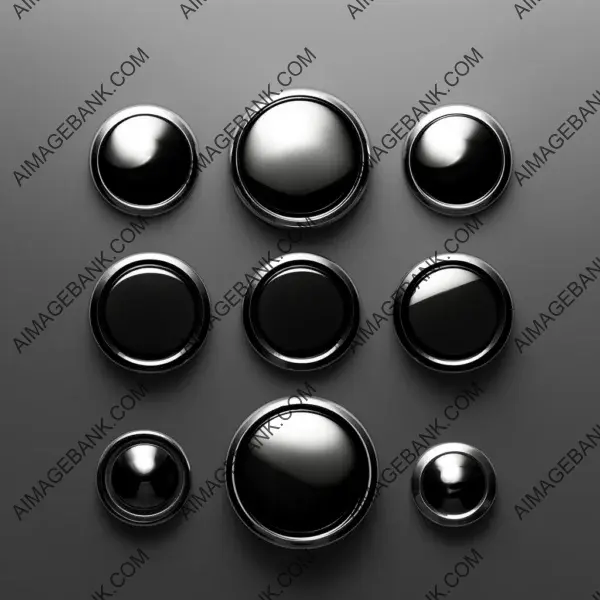 Sleek Black Metallic Buttons with Chrome Finish for Websites