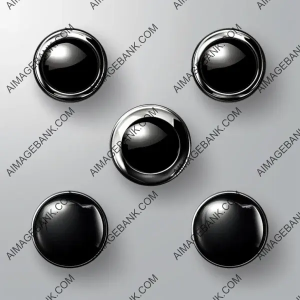 Elegant Black Metallic Buttons with Chrome Finish for Websites