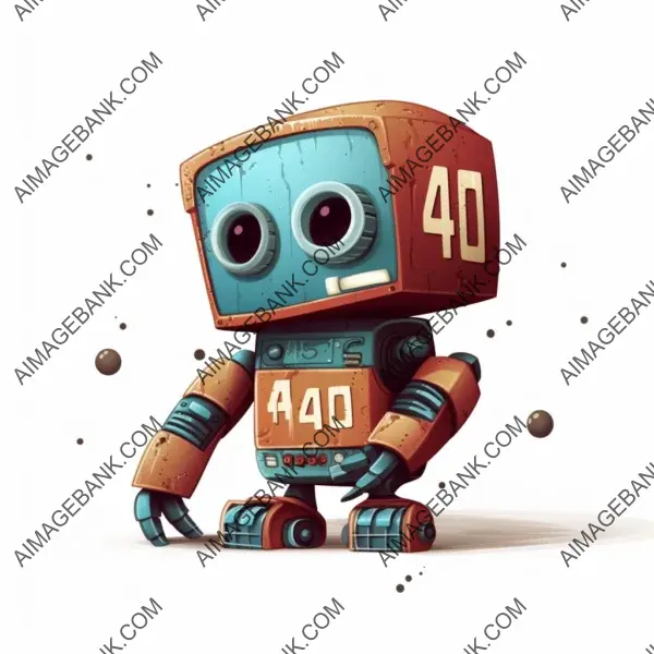 Cute but sad robot 404 error page isolated heartwarming