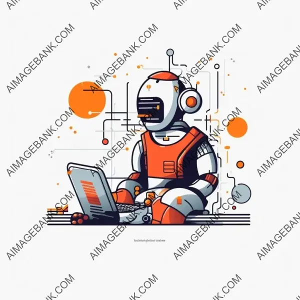 Robotics laptopitem minimal shapes illustration wh sleek