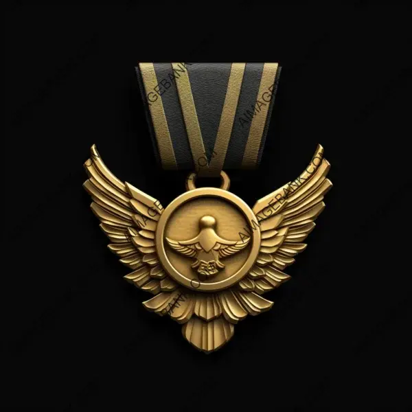 Vector Illustration of Honorable Golden Military Medal