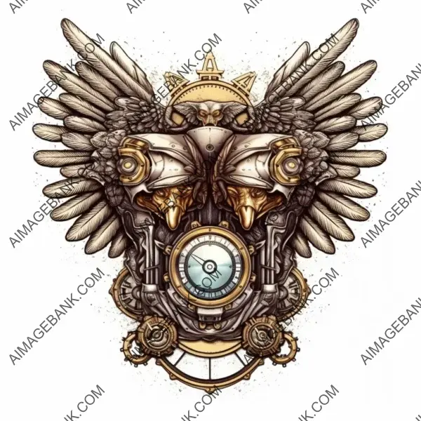 Intricate Steampunk Logo: Double-Headed Eagle Design