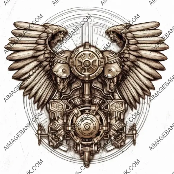 Detailed Steampunk Emblem: Double-Headed Eagle Logo