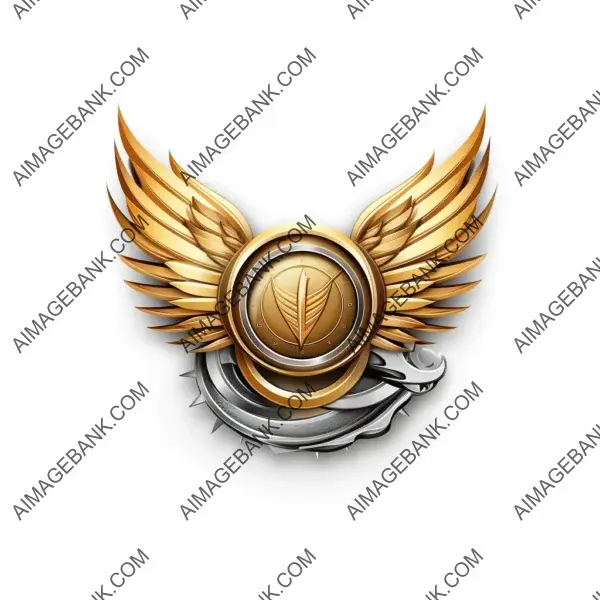 Opulent Logo: Circle of Wings with Golden Bullet on White Background