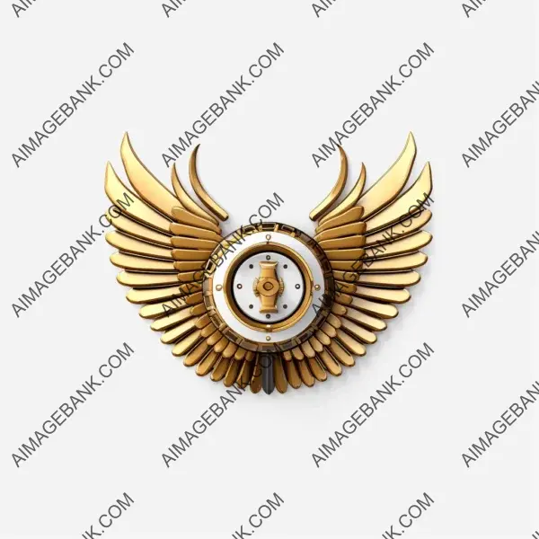 Golden Wings of Luxury: Circle Logo with Bullet on White Background