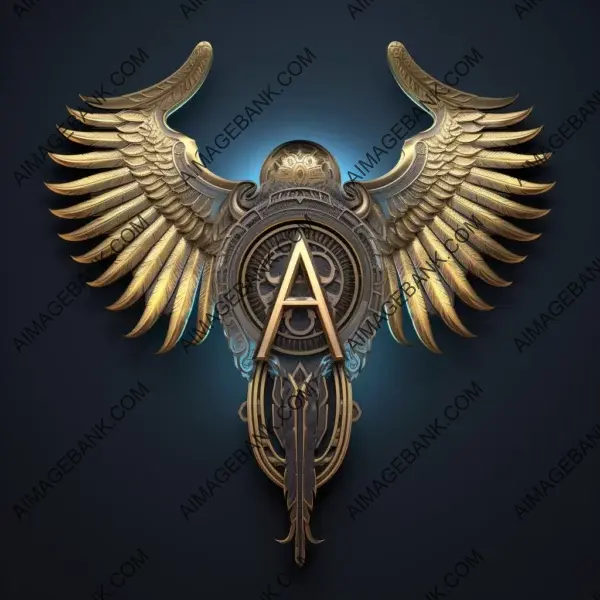 High-Resolution Emblem: Modern Luxury Logo with Rising Archangel