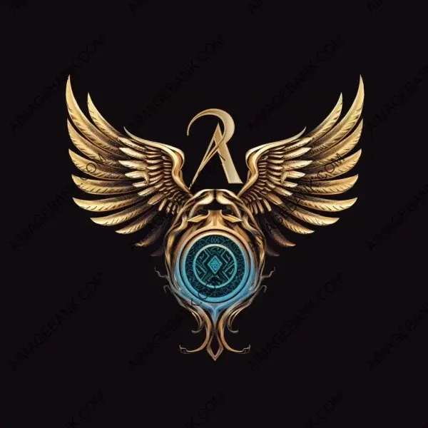 Elegant and Majestic: High-Resolution Logo with Rising Archangel