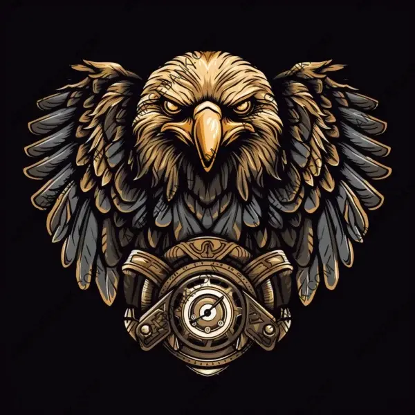 Anthropomorphic Eagle: Emblem Badge for Motorcycle Club