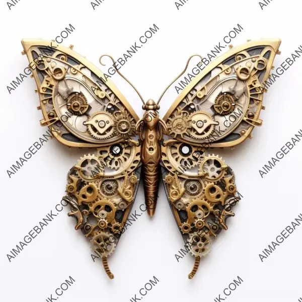 Brass Composition: Steampunk Butterfly with Mechanical Gears