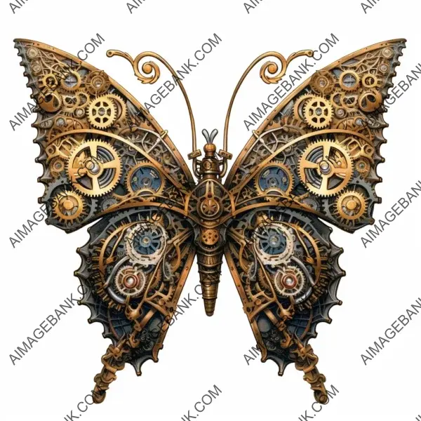 Gears of Beauty: Steampunk Butterfly with Brass Composition