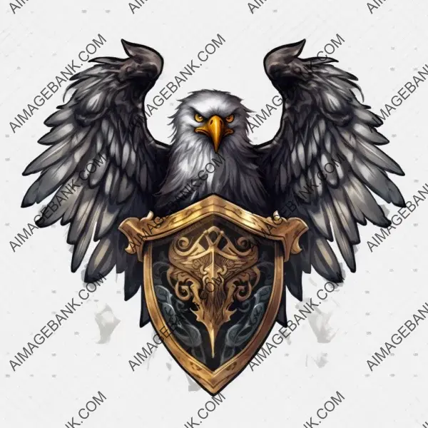 Heroic Blade: Sword and Shield Emblem with Eagle Head Pummel