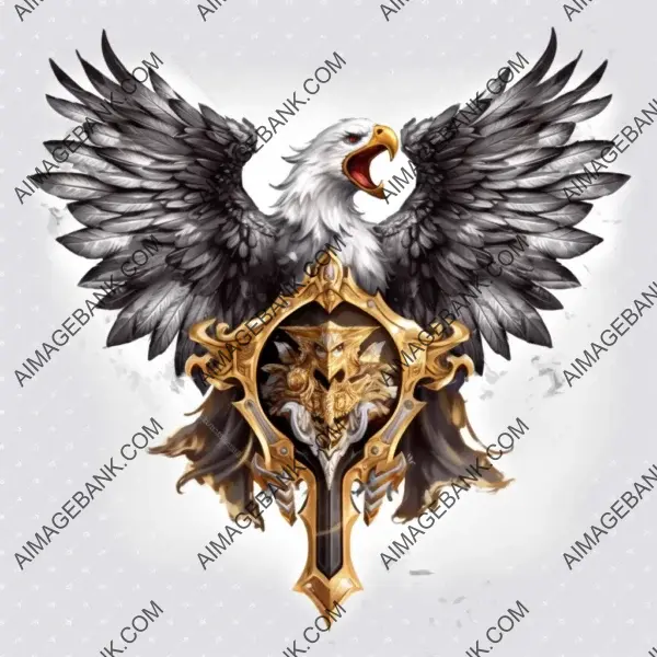 Eagle Pummel: Heroic Black Sword and Shield Emblem