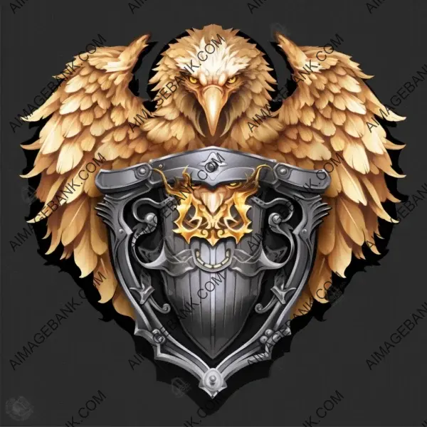 Heroic Valor: Sword and Shield Emblem with Eagle Head Pummel