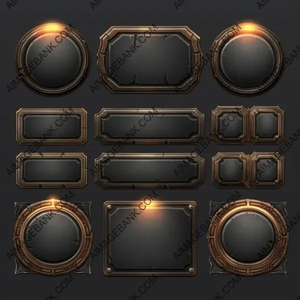 Game UI kit featuring ultra-realistic round buttons and rings for an immersive gaming experience
