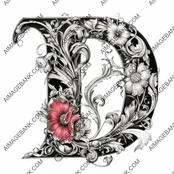 Intricate Inkwork: Ornate Calligraphy Letter