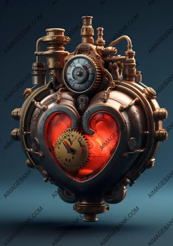 Steampunk Heart Render: Hyper-Realistic in 8k