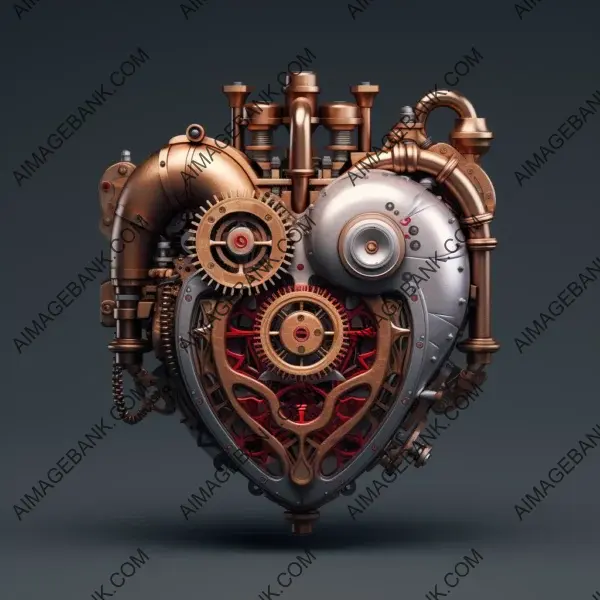 Digital Steampunk Mechanical Heart: Illustration Concept