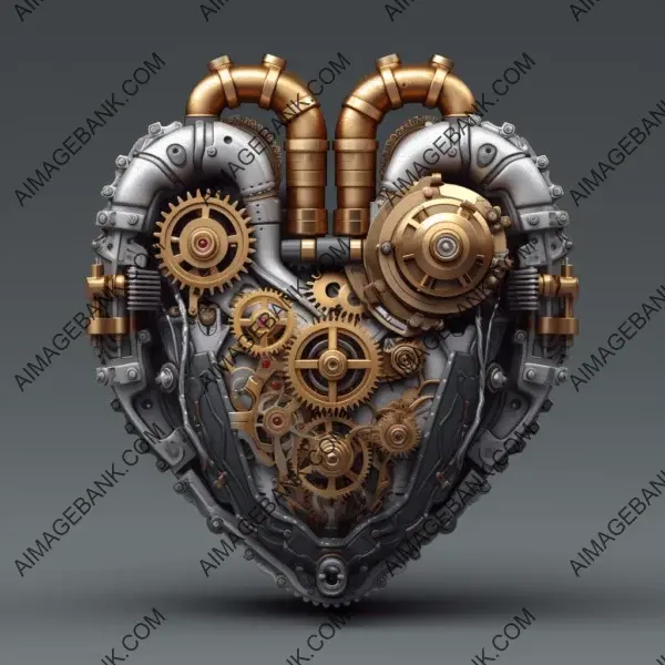 Steampunk Mechanical Heart: Digital Illustration Concept