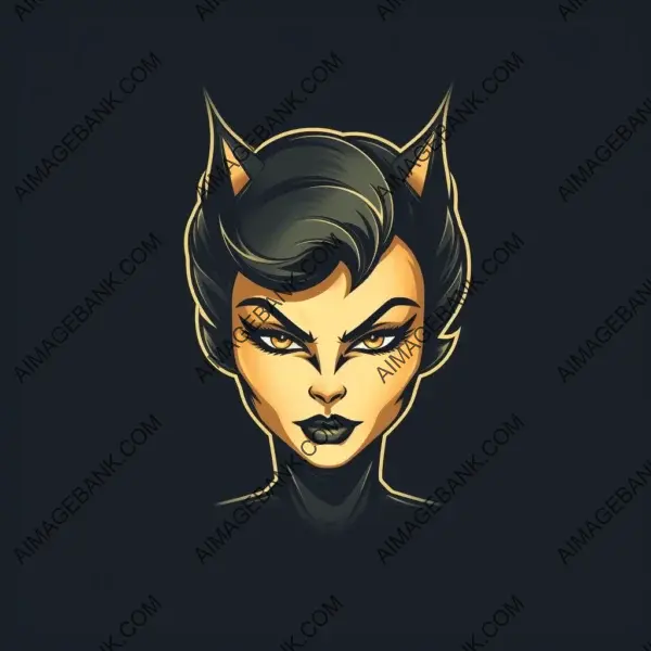 Animated Cat Woman: Logo Style with Face