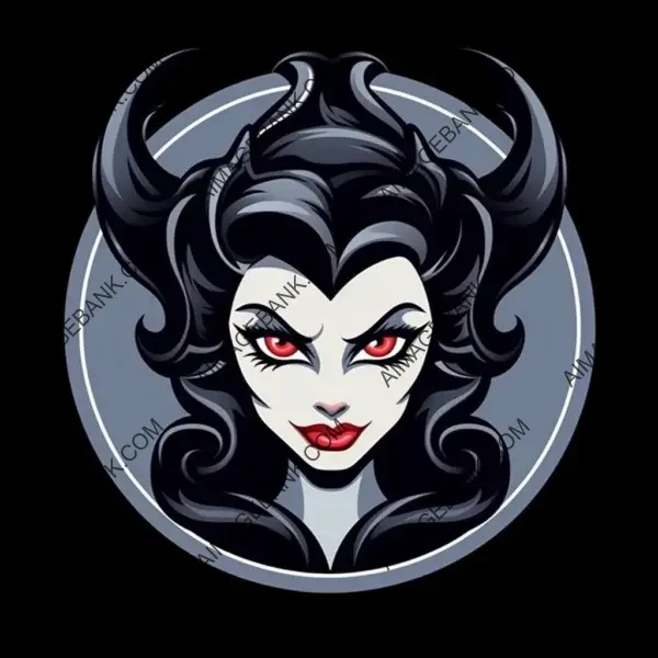 Artistic Sticker: Black Disney Demon Princess in Vector