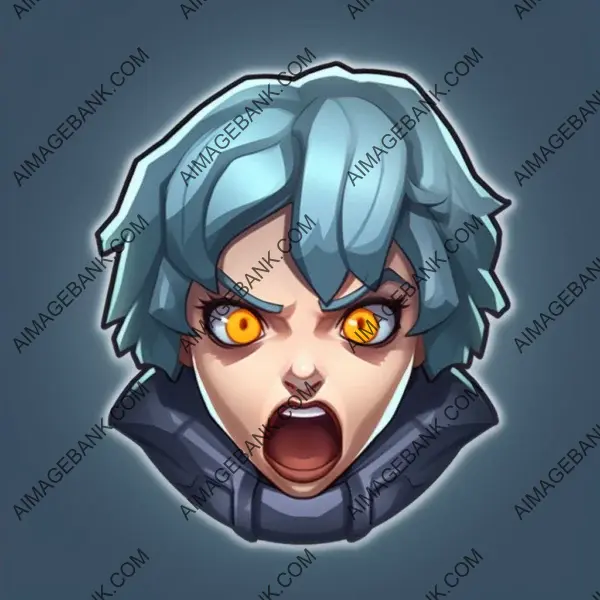 Cel-Shaded Cartoon Icon: Frightened Woman Facing Forward