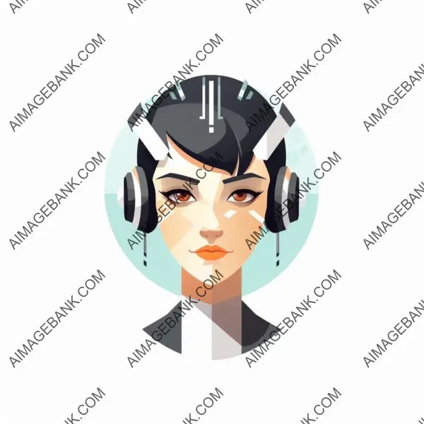 Cyber Head Only: Front-Facing Flat Vector Game Avatar