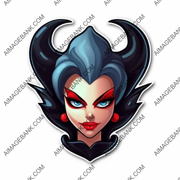 Black Vector: Evil Disney Demon Princess in Artistic Sticker