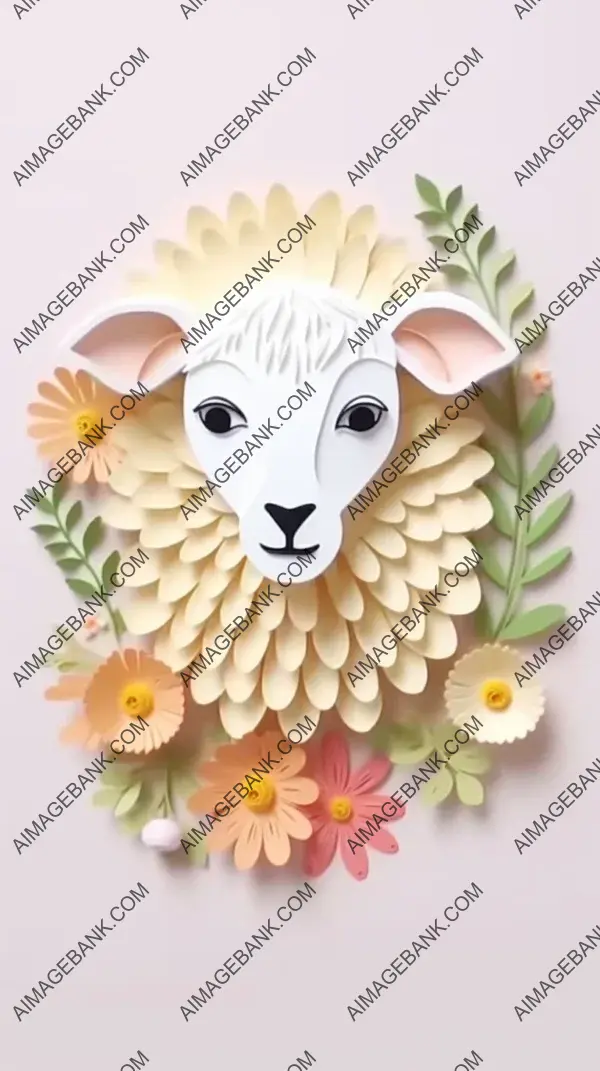 Paper Art Craft with Beautiful Sheep Design