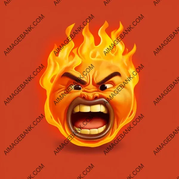 10 Variations of Mad Face Emoji with Burning Fire