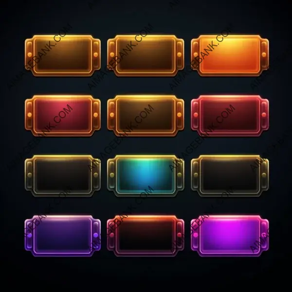 Video Game Menu Buttons with Rectangular Design