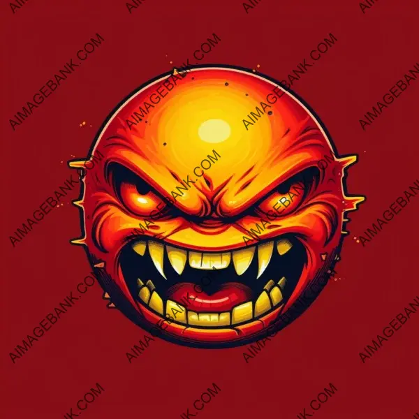 2D Angry Emoticon T-Shirt Design