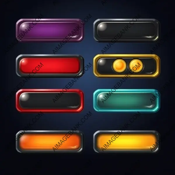 Set of Empty Game Buttons in Horizontal Rectangular Long Shape